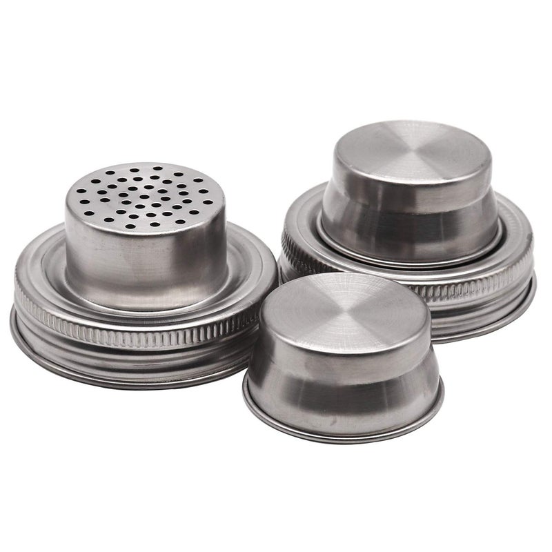 Together-life 2 Pack Stainless Steel Mason Jar Shaker Lids with Silicone Seals for Regular Mouth Mason, Canning Jars Spices, Salt, Peppers or Shake Drinks Cocktail - Image 1